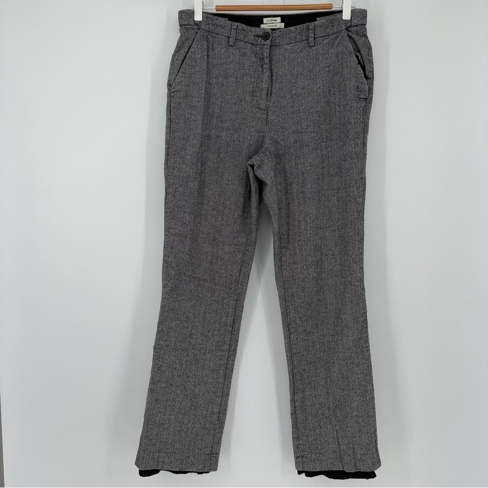 VINTAGE L.L. BEAN Classic Fit Gray Herringbone Cotton Trouser Pants Size 10 M/T
